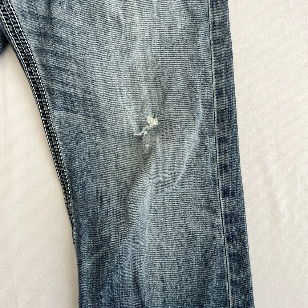 Bke‎ Jeans Men's Size 32R (31x30) Carter Straight Distressed Buckle Denim Blue